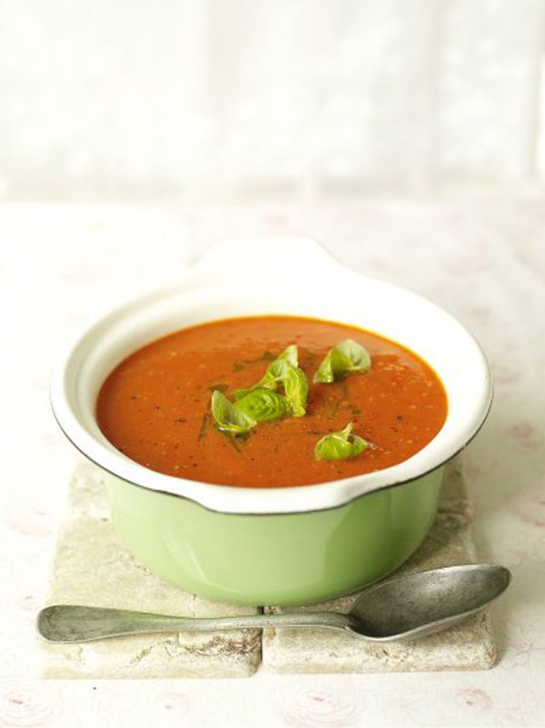 Abundance' tomato soup with basil oil